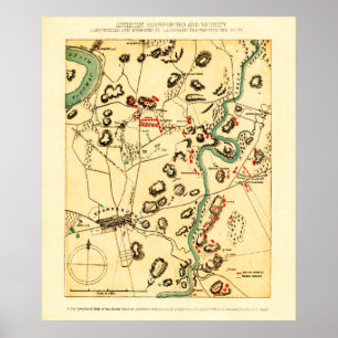 Antietam -内戦のパノラマ式の地図2の戦い ポスター