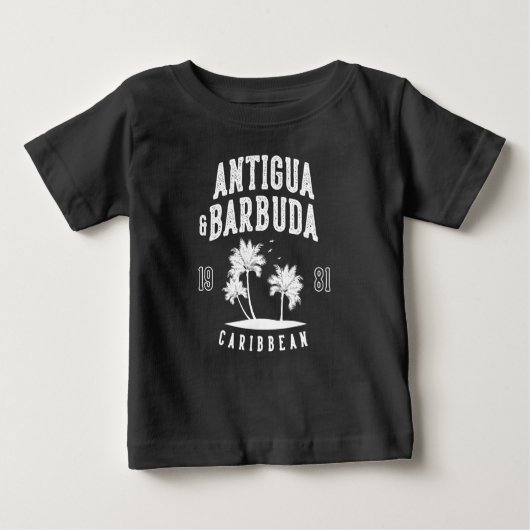 Antigua & Barbuda Caribbean Palm Tree ベビーTシャツ (正面)