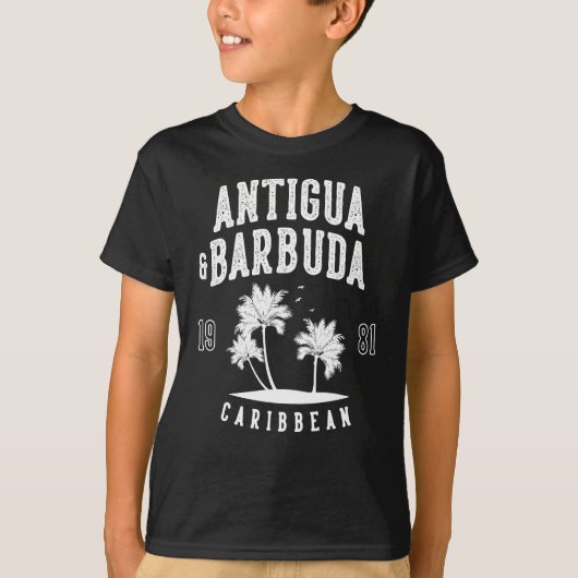 Antigua & Barbuda Caribbean Palm Tree Kids Tシャツ (正面)