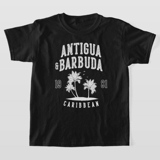 Antigua & Barbuda Caribbean Palm Tree Kids Tシャツ (レイダウン)
