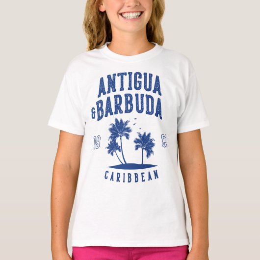 Antigua & Barbuda Caribbean Palm Tree Kids Tシャツ (正面)