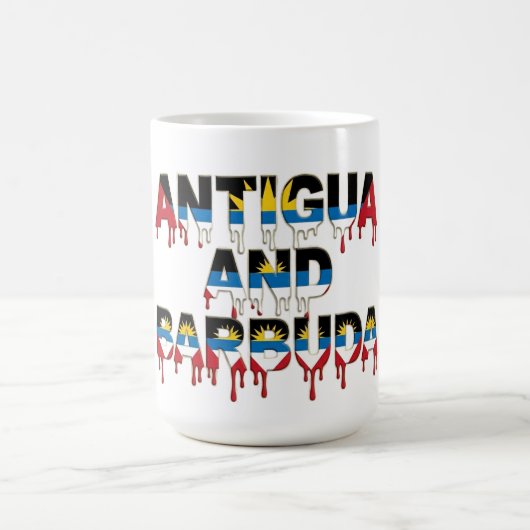 Antigua  Drip Text | Caribbean Flag Design | Fan  コーヒーマグカップ (中央)