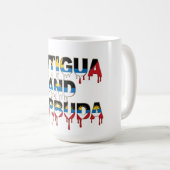 Antigua  Drip Text | Caribbean Flag Design | Fan  コーヒーマグカップ (正面右)
