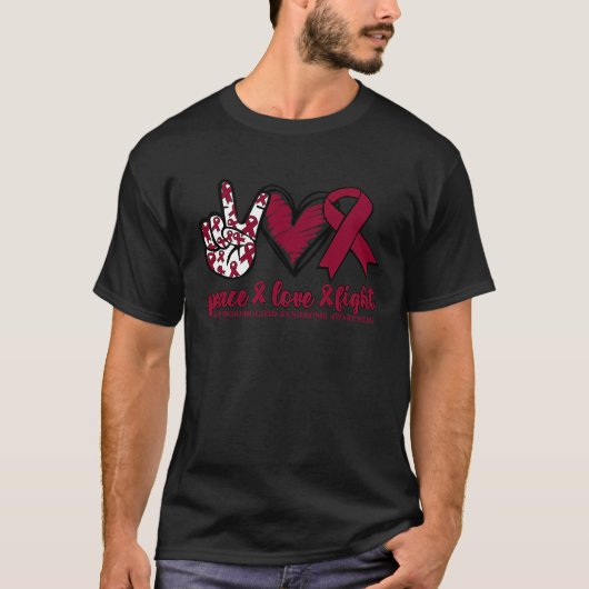 Antiphospholipid Syndrome Burgundy Ribbon Peace Lo Tシャツ (正面)
