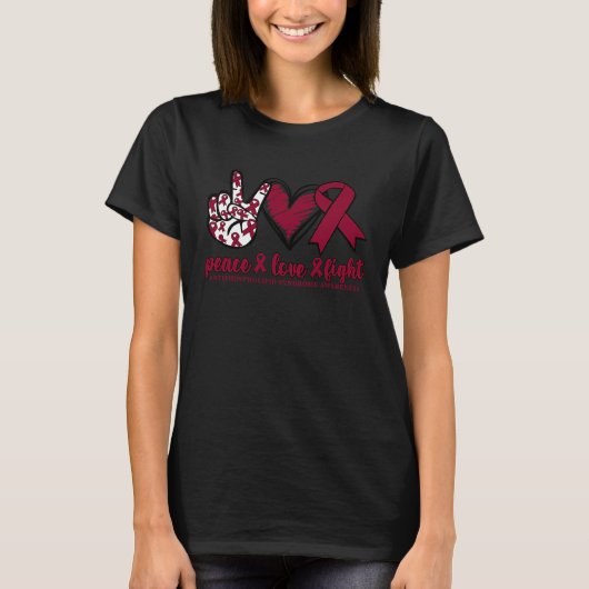 Antiphospholipid Syndrome Burgundy Ribbon Peace Lo Tシャツ (正面)