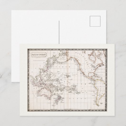 Antique 1800s map of the Pacific Ocean ポストカード (正面/裏面)