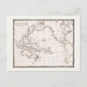 Antique 1800s map of the Pacific Ocean ポストカード (正面)