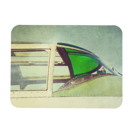 Antique Airplane Cockpit Green マグネット (横)
