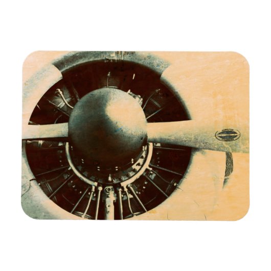 Antique Airplane Engine Propeller Photo マグネット (横)