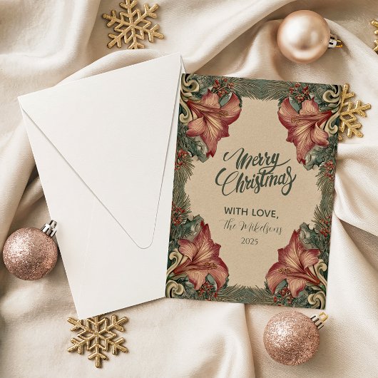 Antique Amaryllis Holiday シーズンカード