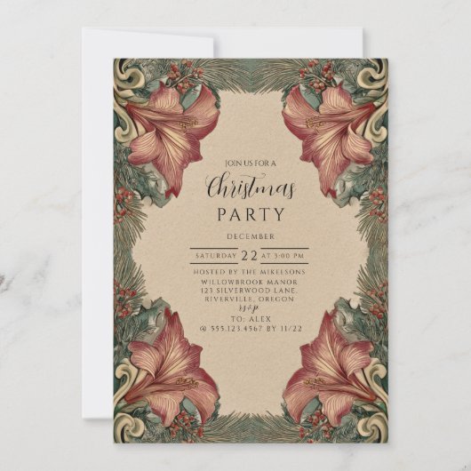 Antique Amaryllis Holiday 招待状 (正面)