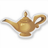 Antique Arabian Qindil Magic Lamp Sticker - Golden シール (正面)