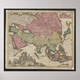 Antique Asia Map 1700, China Poster ポスター