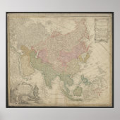 Antique Asia Map 1744, Russia Poster ポスター (正面)