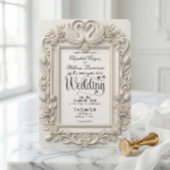 Antique Baroque Swans & Roses Fairytale  Wedding  招待状