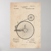 Antique Bicycle Patent Print Poster ポスター (正面)