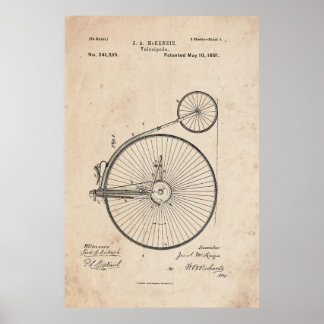 Antique Bicycle Patent Print Poster ポスター