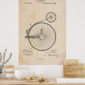 Antique Bicycle Patent Print Poster ポスター (キッチン)