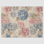Antique Blue and Pink Hydrangea Ephemera Script  薄葉紙 (正面)