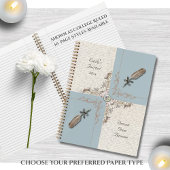 Antique Blue Floral and Quill Reflection Journal ノートブック