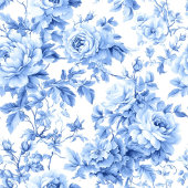 Antique Blue French Toile Roses Floral Table Runne ロングテーブルランナー