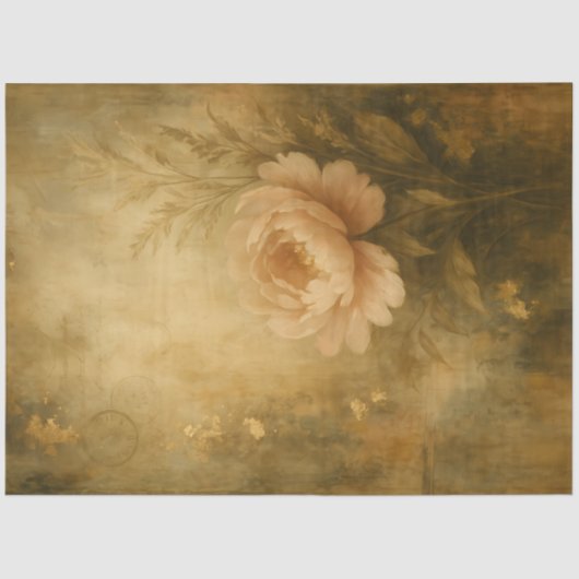 Antique Blush Peony – Floral Background Decoupage 薄葉紙 (正面)