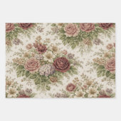 Antique Blush Rose Garden Pattern ラッピングペーパーシート (正面)