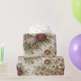 Antique Blush Rose Garden Pattern ラッピングペーパー