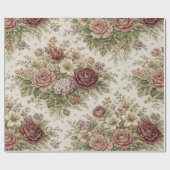 Antique Blush Rose Garden Pattern ラッピングペーパー (フラット)
