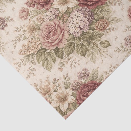 Antique Blush Rose Garden Pattern 薄葉紙 (詳細)