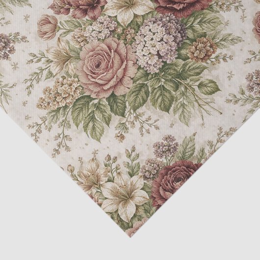 Antique Blush Rose Garden Pattern 薄葉紙 (詳細)