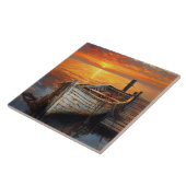 Antique Boat Fishing Nets by the Dock タイル (側面)