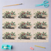 ANTIQUE BOOKS AND HOLLYBERRIES Christmas Pattern 薄葉紙 (クラフト)