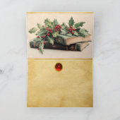 ANTIQUE BOOKS WITH HOLLYBERRIES Vintage Christmas シーズンカード (内部)