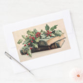 ANTIQUE BOOKS WITH HOLLYBERRIES Vintage Christmas 長方形シール (封筒)