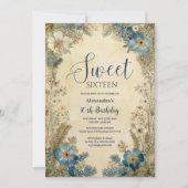 Antique Botanical Art Nouveau Sweet Sixteen 招待状 (正面)