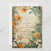 Antique Botanical Floral Wedding セーブザデート (正面)