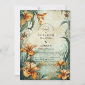 Antique Botanical Lily Wedding 招待状 (正面)