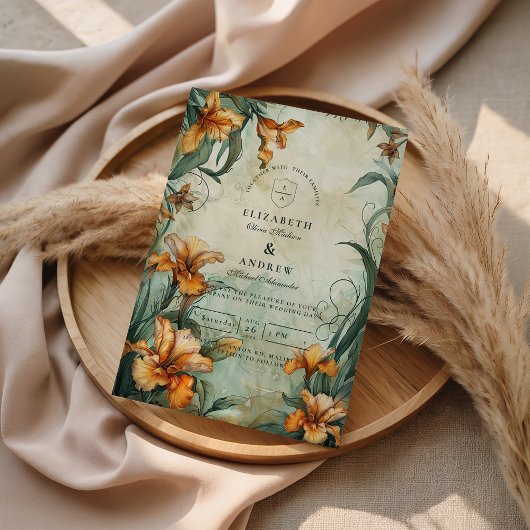 Antique Botanical Lily Wedding 招待状