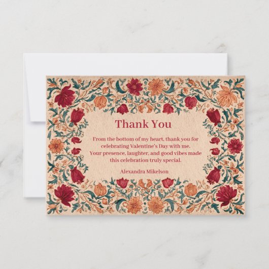 Antique Botanical Valentine Party サンキューカード (正面)