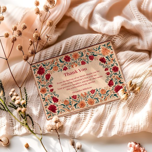 Antique Botanical Valentine Party サンキューカード