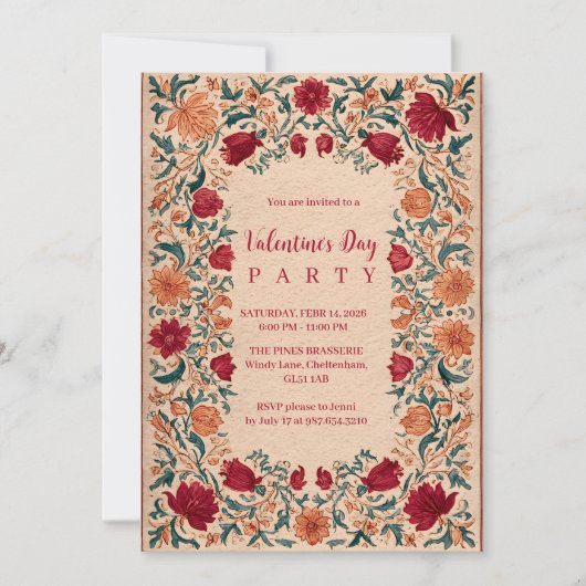 Antique Botanical Valentine Party 招待状 (正面)