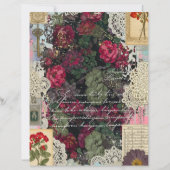 Antique Burgundy Botanica Collage Scrapbook Paper (正面)