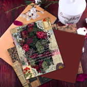 Antique Burgundy Botanica Collage Scrapbook Paper
