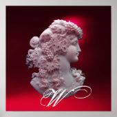 ANTIQUE CAMEO,LADY WITH GRAPES MONOGRAM ポスター (正面)