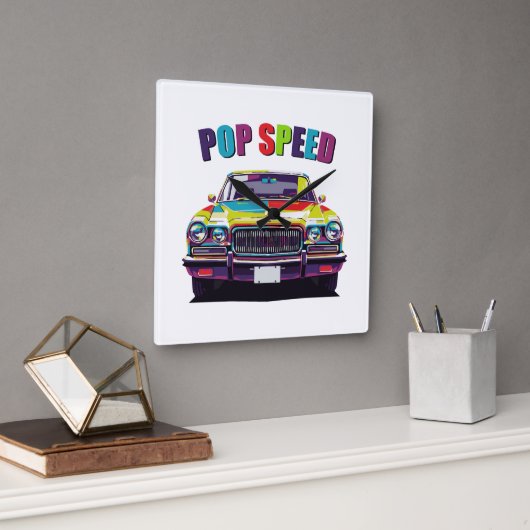 Antique Car Clocks スクエア壁時計 (オフィス)