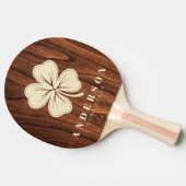 Antique Cherry Wood Four Leaf Clover with Name 卓球ラケット (横)