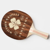 Antique Cherry Wood Irish Clover Wedding Crest 卓球ラケット (横)