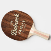 Antique Cherry Wood Retro Family Name & Year 卓球ラケット (横)