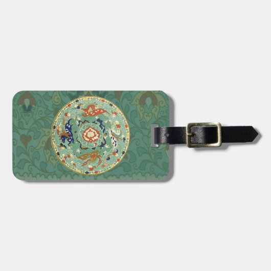 Antique Chinese Circle Blue Green ラゲッジタグ (正面横)